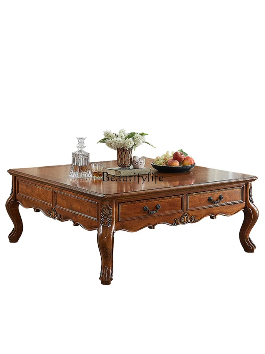 American pure solid wood coffee table, square tea table European living room 1.2 meters retro square table
American pure solid wood coffee table, square tea table European living room 1.2 meters retro square table