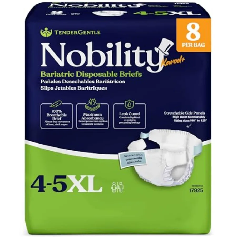 4-5xl Adult Diapers for Women and Men - 8 Bariatric Disposable Briefs with Tabs and Stretchable Side Panels - 00% Breathable wi
4-5xl Adult Diapers for Women and Men - 8 Bariatric Disposable Briefs with Tabs and Stretchable Side Panels - 00% Breathable wi