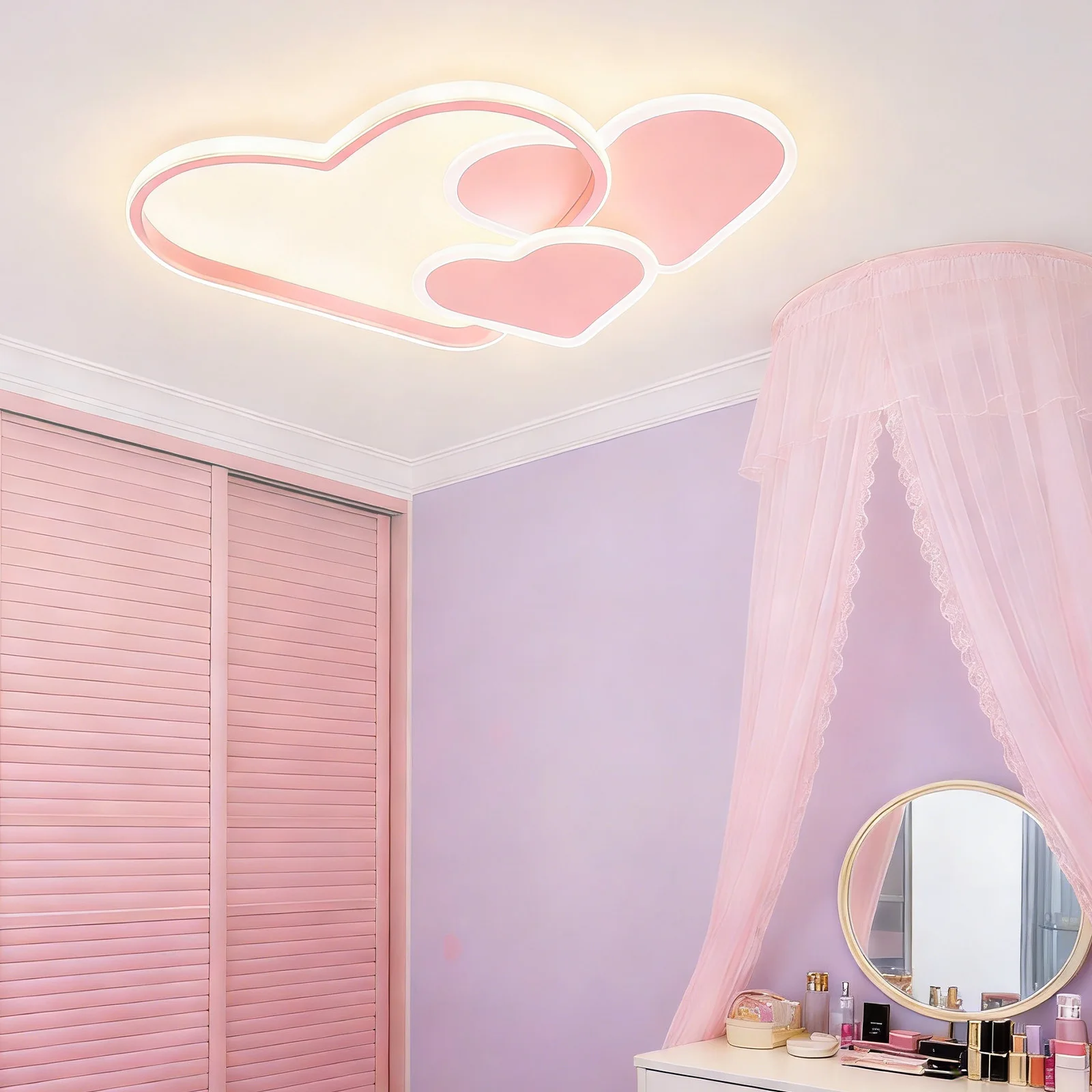 Pink Heart-shaped Ceiling Light 3040LM, 3000-6000K Dimmable LED Ceiling Light Enclosed Acrylic Shade with Remote Control
Pink Heart-shaped Ceiling Light 3040LM, 3000-6000K Dimmable LED Ceiling Light Enclosed Acrylic Shade with Remote Control