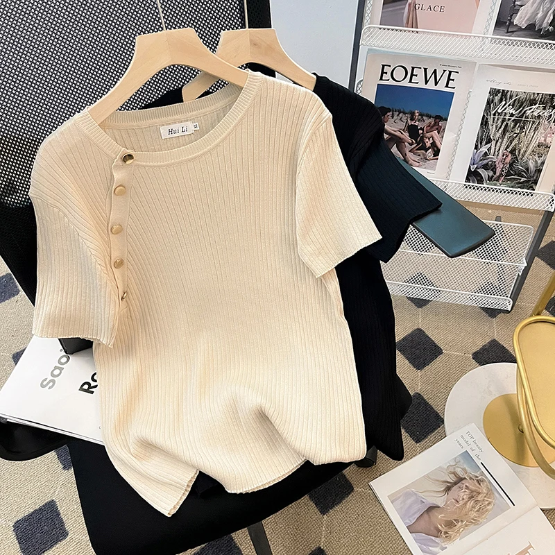 Summer 2023 Ladies Sweater Pullover Solid Color O-neck Short-sleeved Knitted Cashmere Sweater Thin Casual Top Large Size
Summer 2023 Ladies Sweater Pullover Solid Color O-neck Short-sleeved Knitted Cashmere Sweater Thin Casual Top Large Size