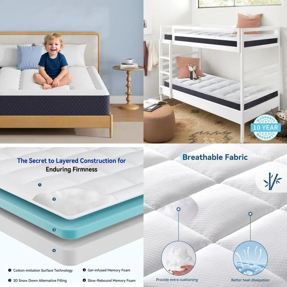 Охлаждающий гель-матрас из пены с эффектом памяти для детей — двойной размер 5 дюймов, имитация хлопчатобумажной ткани с 3D пуховым комфортным слоем
Охлаждающий гель-матрас из пены с эффектом памяти для детей — двойной размер 5 дюймов, имитация хлопчатобумажной ткани с 3D пуховым комфортным слоем