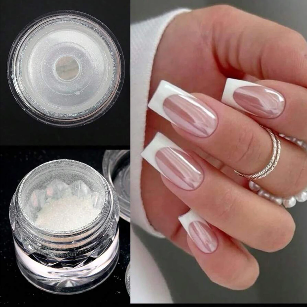 Aurora Chrome Nail Powder, Rainbow Pearl Metal Pigment for Nail Art
Aurora Chrome Nail Powder, Rainbow Pearl Metal Pigment for Nail Art