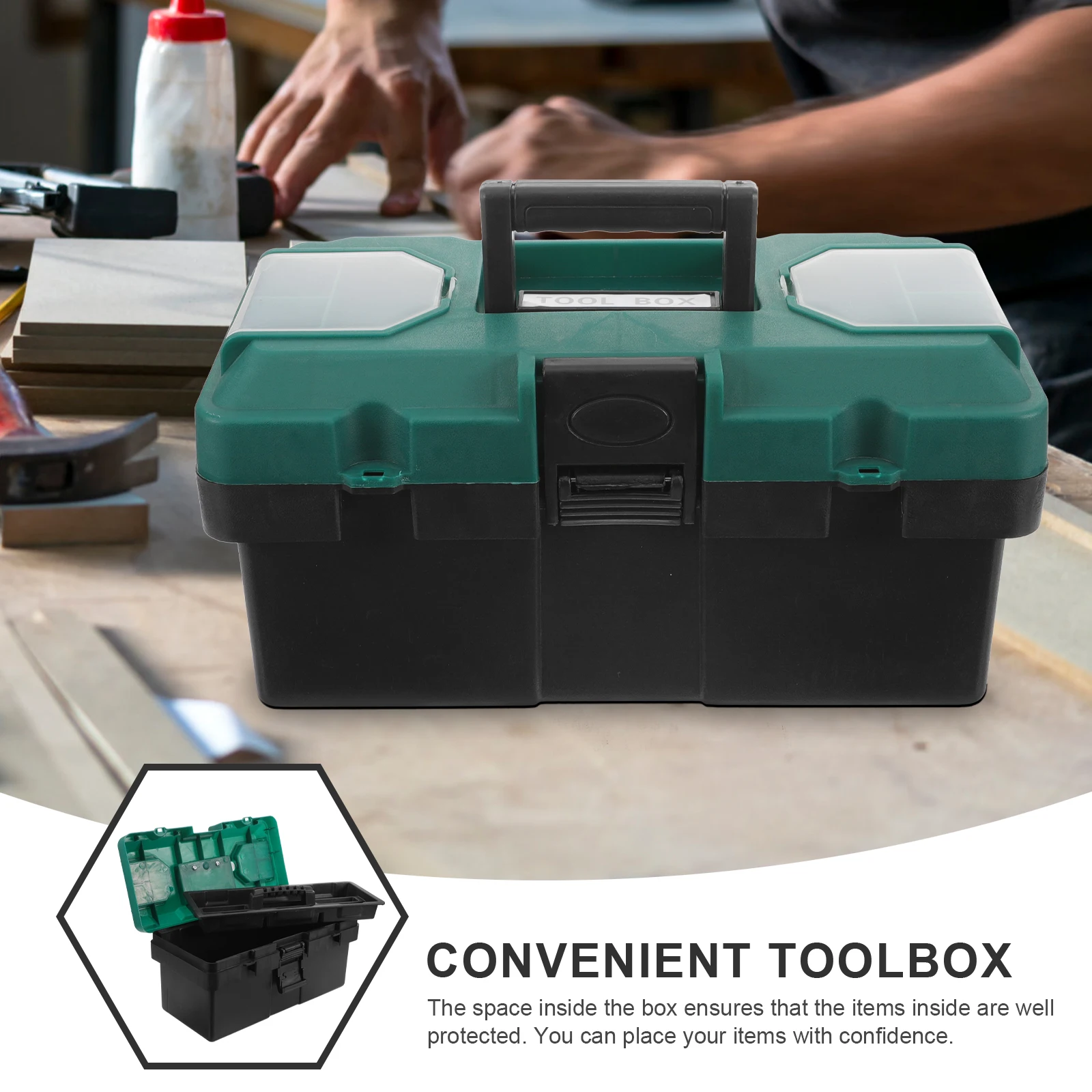 Plastic Toolbox ganizer 14 Inch Portable Hard Case for Craft Storage Tools Electrician Container Box Small
Plastic Toolbox ganizer 14 Inch Portable Hard Case for Craft Storage Tools Electrician Container Box Small