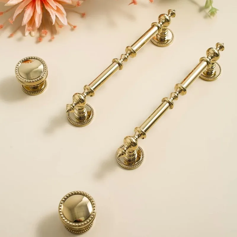 French Bright Gold Handle Brass Wardrobe Drawer Kitchen Cabinet Door Handles Light Luxury Decorative Furniture Handles and Knobs
French Bright Gold Handle Brass Wardrobe Drawer Kitchen Cabinet Door Handles Light Luxury Decorative Furniture Handles and Knobs