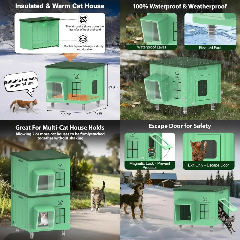 Rugged Outdoor Heated Cat Shelter - Waterproof, Weatherproof with Escape Hatch, 17.7x17x17.5 inches
Rugged Outdoor Heated Cat Shelter - Waterproof, Weatherproof with Escape Hatch, 17.7x17x17.5 inches