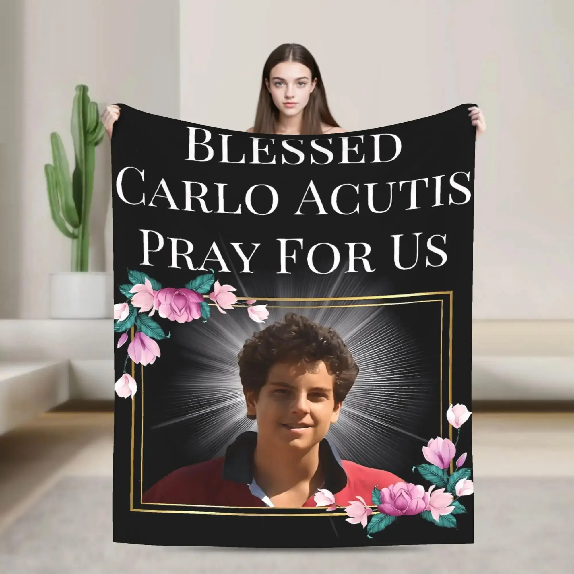 Warm Saint Carlo Acutis Camping Throw Blanket Flannel Bedspread for Couch Chair Sofa Bed Comfortable Soft Cover
Warm Saint Carlo Acutis Camping Throw Blanket Flannel Bedspread for Couch Chair Sofa Bed Comfortable Soft Cover