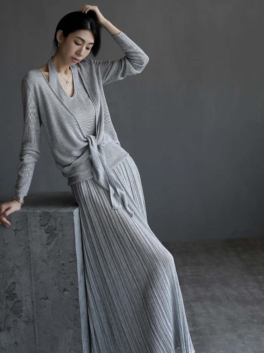 Женский трикотажный комплект Warmo из лиоцелла с двойными разрезами и юбкой ter Ne f, повседневный свободный крой, ансамбль Faion
Женский трикотажный комплект Warmo из лиоцелла с двойными разрезами и юбкой ter Ne f, повседневный свободный крой, ансамбль Faion