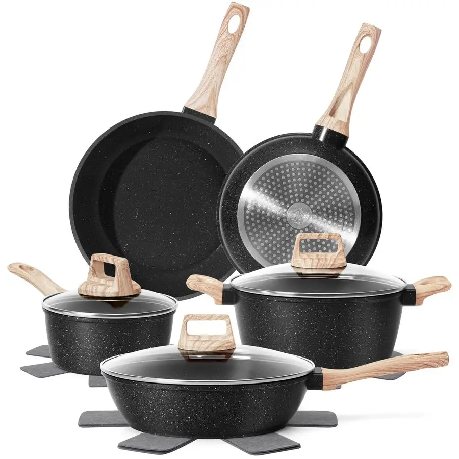 12 Pcs Pots and Pans Set Non Stick, Cookware Sets Black Granite Induction Cookware, Nontoxic Healthy Nonstick Kitchen Cooking Se
12 Pcs Pots and Pans Set Non Stick, Cookware Sets Black Granite Induction Cookware, Nontoxic Healthy Nonstick Kitchen Cooking Se