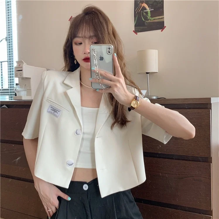 White Loose ort Sve Women's Suit Jaet Thin Spring Summer Collar Pure Color Versatile Sle plus Size irt
White Loose ort Sve Women's Suit Jaet Thin Spring Summer Collar Pure Color Versatile Sle plus Size irt