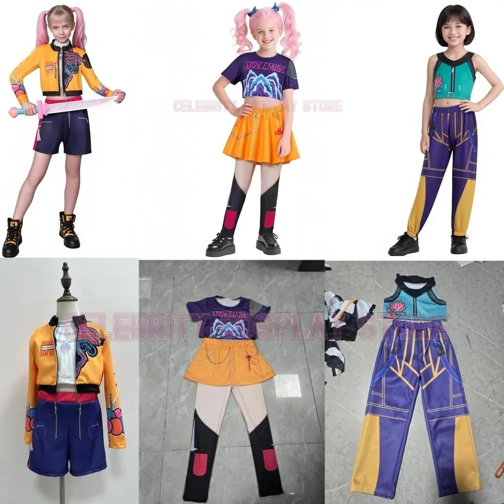 Movie K-Pop Children Mira Rumi Zoey Demon Hunters Cosplay Costume for Girl Halloween Party Stage Pattern Role Play Clothes
Movie K-Pop Children Mira Rumi Zoey Demon Hunters Cosplay Costume for Girl Halloween Party Stage Pattern Role Play Clothes