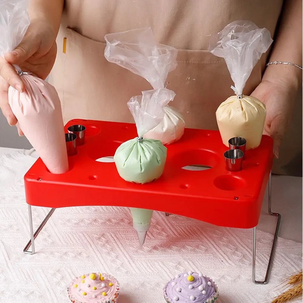 Stainless Steel Feet Icing Bag Holder Foldable Multi Holes Piping Bag Placement Stand with Tray Space Saving
Stainless Steel Feet Icing Bag Holder Foldable Multi Holes Piping Bag Placement Stand with Tray Space Saving