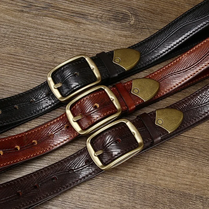 Double-Sided 5mm Thickness Genuine Vegetable Tanned Leather Belt for Men With Luxurious Copper/Brass Buckle 3.8cm Width
Double-Sided 5mm Thickness Genuine Vegetable Tanned Leather Belt for Men With Luxurious Copper/Brass Buckle 3.8cm Width