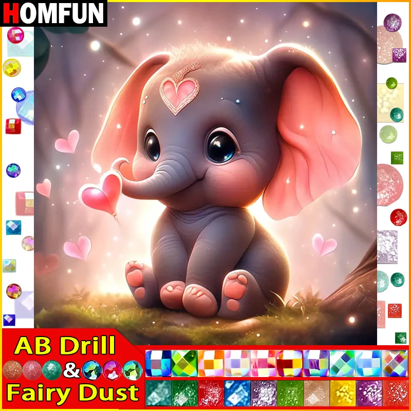HOMFUN Fairy Dust AB Diamond Painting Cross Stitch Pattern 5D Diamond Embroidery "Animal Elephant" Home Decor DIY diamond Art
HOMFUN Fairy Dust AB Diamond Painting Cross Stitch Pattern 5D Diamond Embroidery "Animal Elephant" Home Decor DIY diamond Art