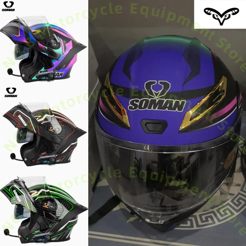 SOMAN Flip Up Motorcycle Helme Full Face DOT Motorcycle Helmet Dual Visor Lens Racing Casco Casque Moto Bluetooth Helmet
SOMAN Flip Up Motorcycle Helme Full Face DOT Motorcycle Helmet Dual Visor Lens Racing Casco Casque Moto Bluetooth Helmet