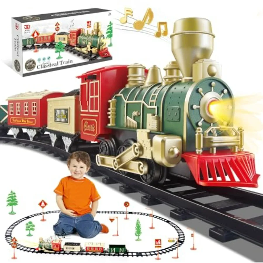 Electric Train Set for Ages 3-8, Battery Operated Toy Train with Lights and Sounds, 3 Cars and 10 Tracks for Christmas and Year
Electric Train Set for Ages 3-8, Battery Operated Toy Train with Lights and Sounds, 3 Cars and 10 Tracks for Christmas and Year