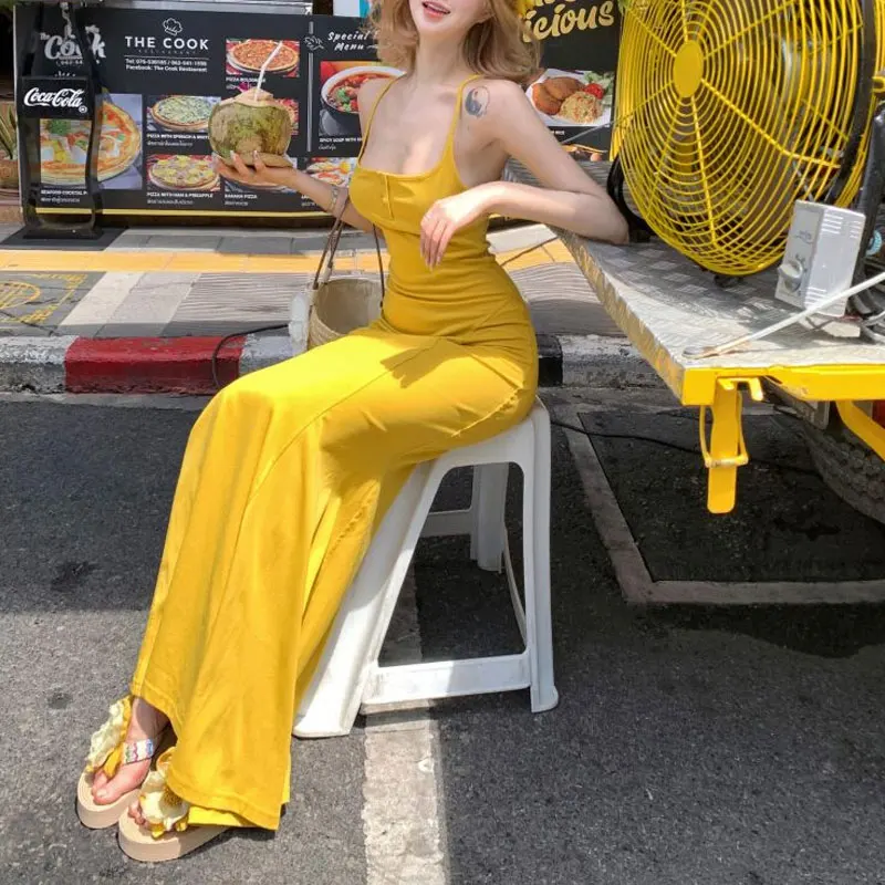 Yellow Slim Waist Bag Hip Mermaid Slip Dresses Summer New Solid Color Women's Clothing Square Collar Elegant Hotsweet Long Dress
Yellow Slim Waist Bag Hip Mermaid Slip Dresses Summer New Solid Color Women's Clothing Square Collar Elegant Hotsweet Long Dress