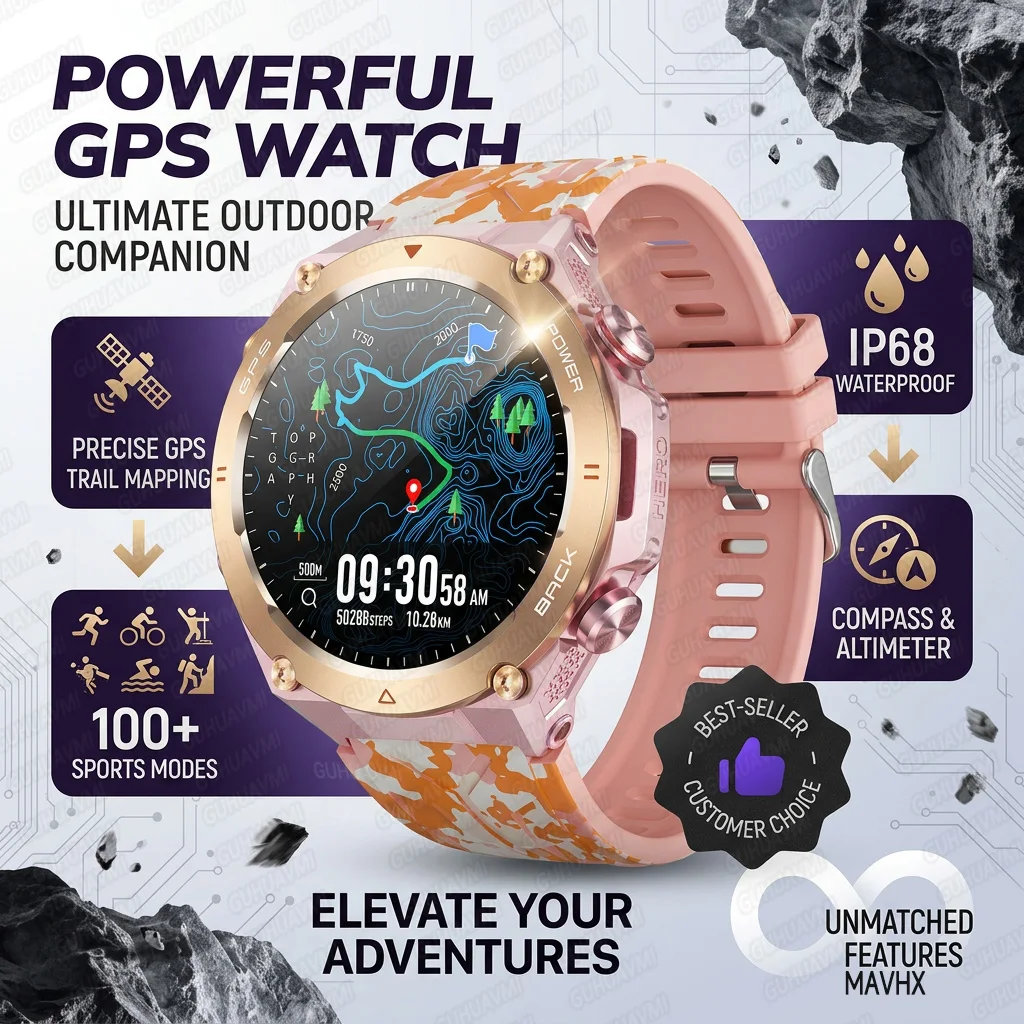 GPS Smart Watch Men Altitude Barometer Compass 107 Sports Modes Bluetooth Call 1.45" Screen 650mAh Waterproof Fitness Tracker
GPS Smart Watch Men Altitude Barometer Compass 107 Sports Modes Bluetooth Call 1.45" Screen 650mAh Waterproof Fitness Tracker