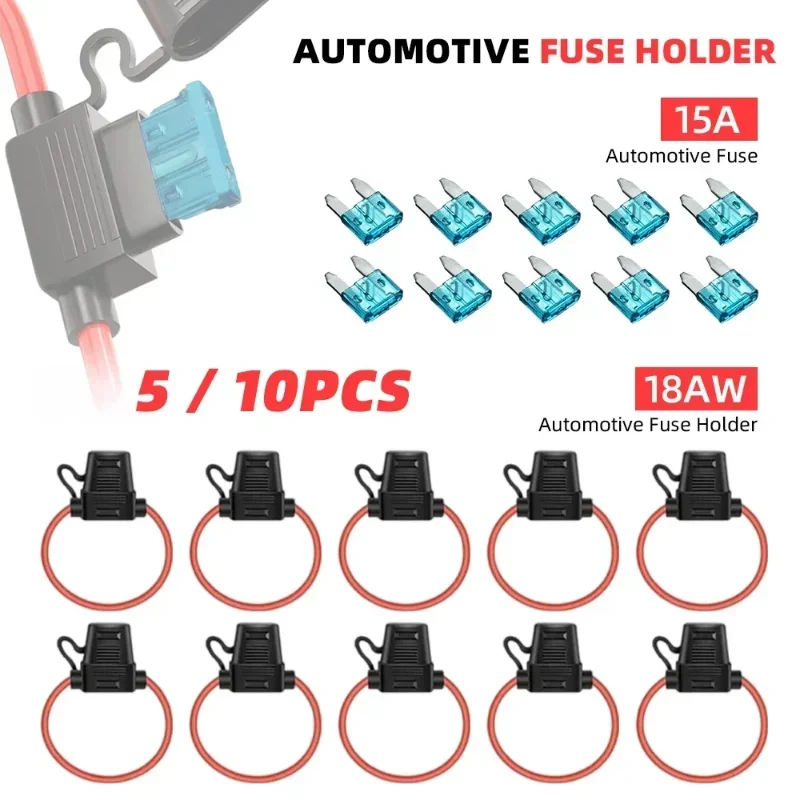 5/10pcs Car Fuse Holder Waterproof Mini Blade Adapter Splash-proof Box for Cutoff Switch Socket 18 AWG Wires with 15A Fuse Kit
5/10pcs Car Fuse Holder Waterproof Mini Blade Adapter Splash-proof Box for Cutoff Switch Socket 18 AWG Wires with 15A Fuse Kit