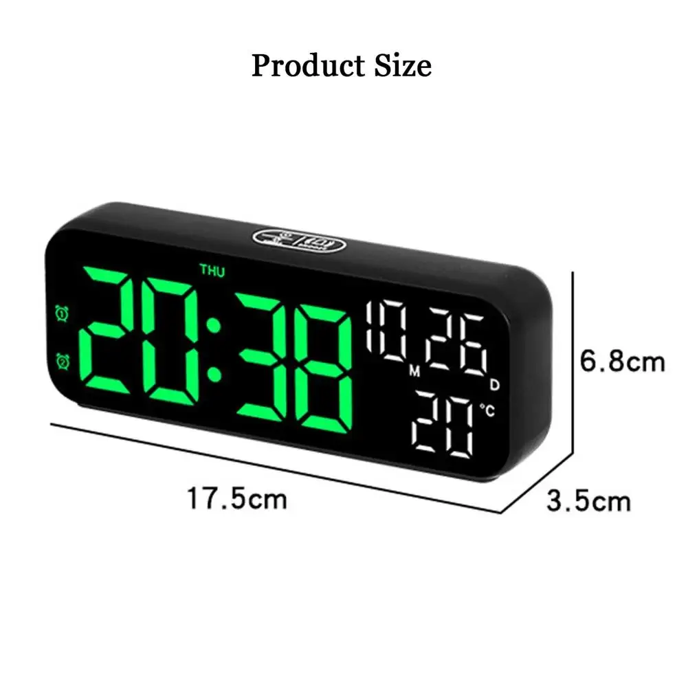 Digital Clock LED Brightness Screen Alarm Clock With Hours Function Mode Display Display Adjustable Temperature Snooze 12/24
Digital Clock LED Brightness Screen Alarm Clock With Hours Function Mode Display Display Adjustable Temperature Snooze 12/24