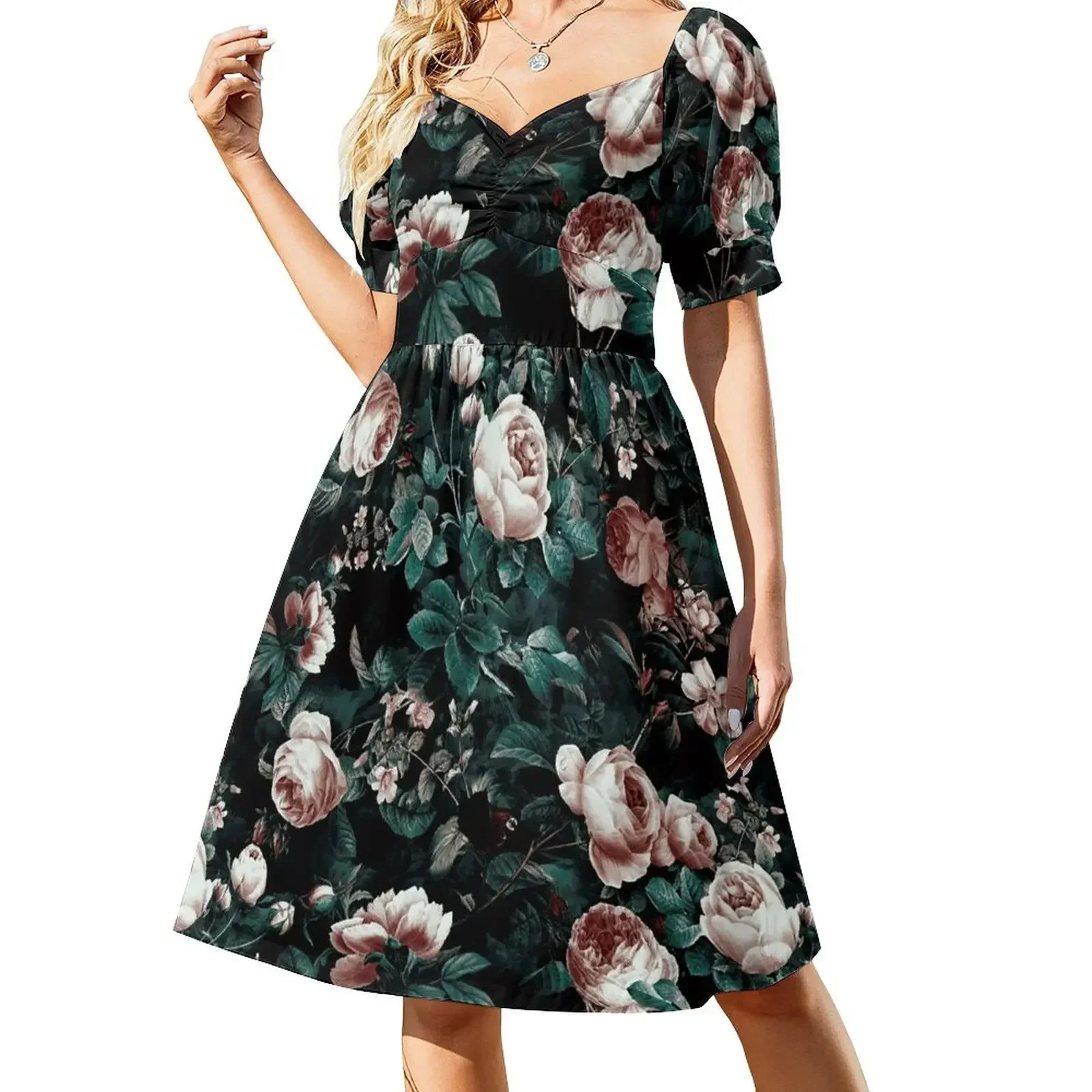 Roses Green Short-Sleeved Dress women's dresses luxury dresses for special events summer dress korean women Dress
Roses Green Short-Sleeved Dress women's dresses luxury dresses for special events summer dress korean women Dress
