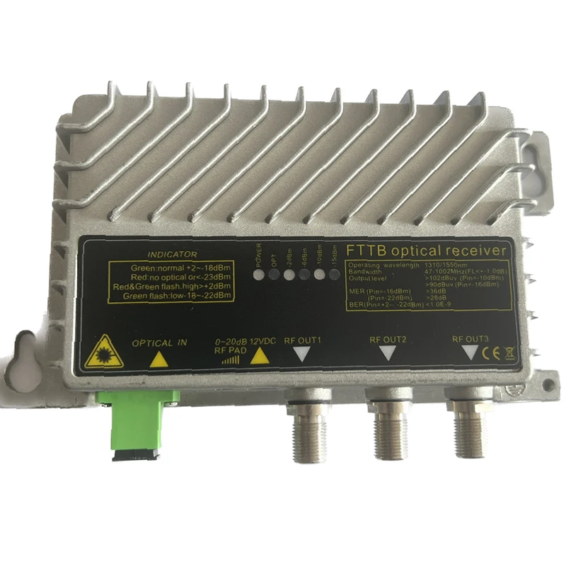 FTTB Optical Receiver CATV Mini Node SC Connector Ultra-Low -23dbm WDM High Level Output Optical Controlled AGC Fiber FTTB03
FTTB Optical Receiver CATV Mini Node SC Connector Ultra-Low -23dbm WDM High Level Output Optical Controlled AGC Fiber FTTB03