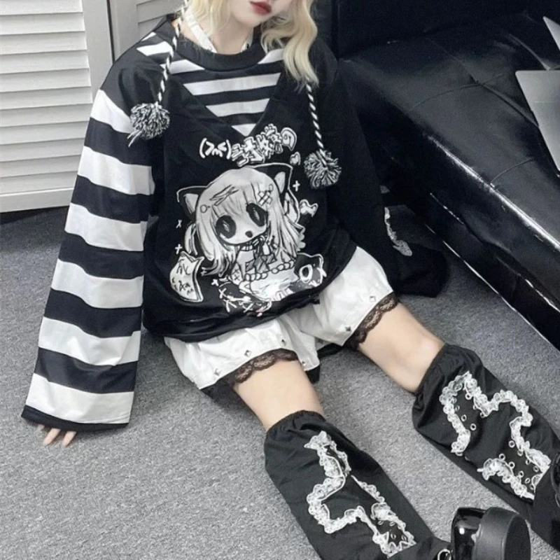 Subcultural Harajuku Punk Spliced Fake Two piece Shirts Constrast Color Striped Japan Popular Tops Y2k High Street Clothes
Subcultural Harajuku Punk Spliced Fake Two piece Shirts Constrast Color Striped Japan Popular Tops Y2k High Street Clothes