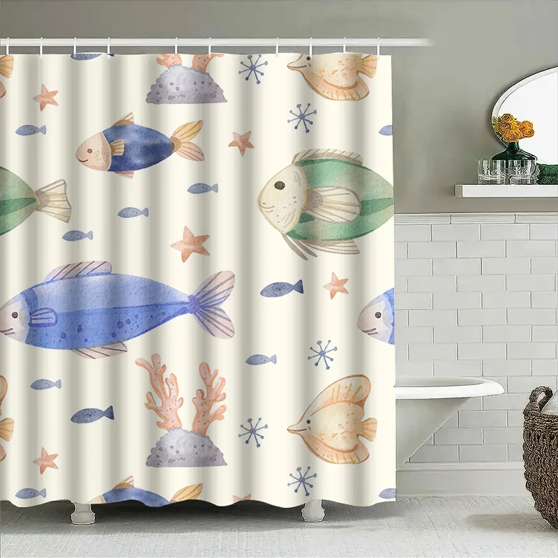 Underwater World Shower Curtain Oceanic Fish Design for Bathroom Decorations Custom Printed Bath Mat Cover Size180cm x 240cm
Underwater World Shower Curtain Oceanic Fish Design for Bathroom Decorations Custom Printed Bath Mat Cover Size180cm x 240cm