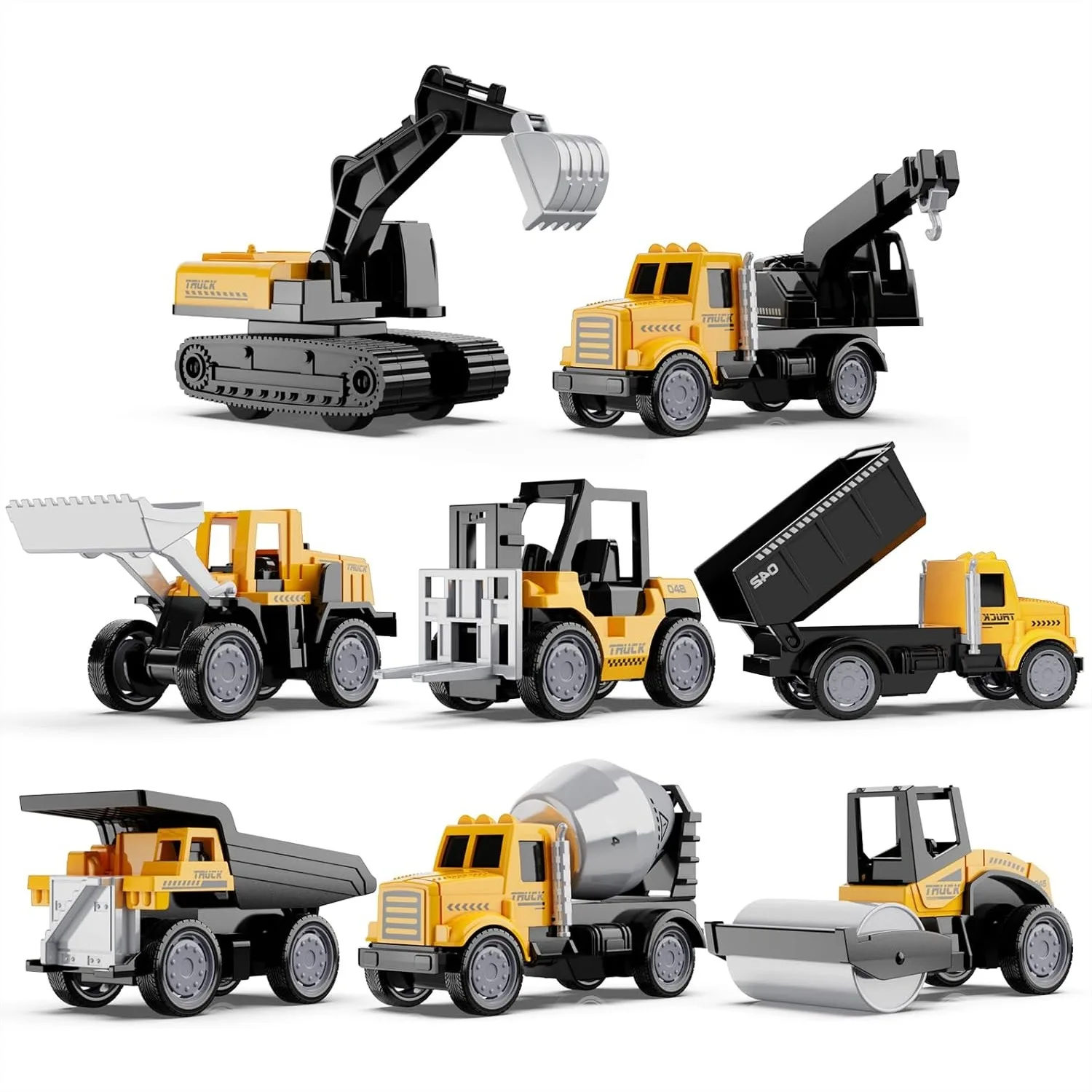 Mini Construction Vehicles Toys Set, 8Pcs Die-cast Alloy Excavators Mixer Truck Bulldozers Forklift Dump Truck Pull Back Cars
Mini Construction Vehicles Toys Set, 8Pcs Die-cast Alloy Excavators Mixer Truck Bulldozers Forklift Dump Truck Pull Back Cars