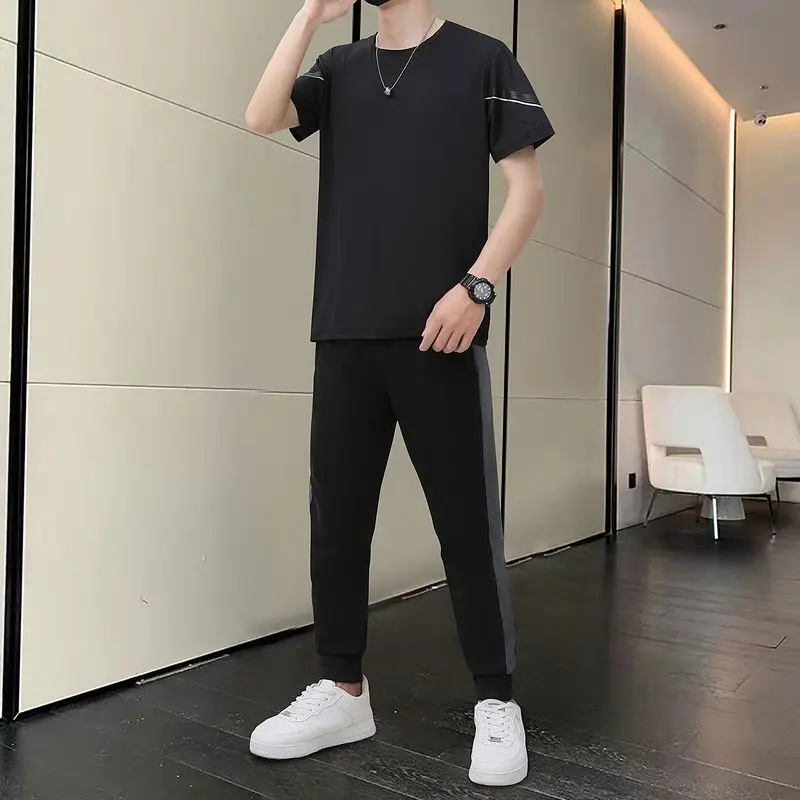 Sports Suits T-shirts Pants Men No Logo 2 Piece Outfit Stretch Two Set Korean Style 2025 Essential Aesthetic Man Trousers Sets
Sports Suits T-shirts Pants Men No Logo 2 Piece Outfit Stretch Two Set Korean Style 2025 Essential Aesthetic Man Trousers Sets