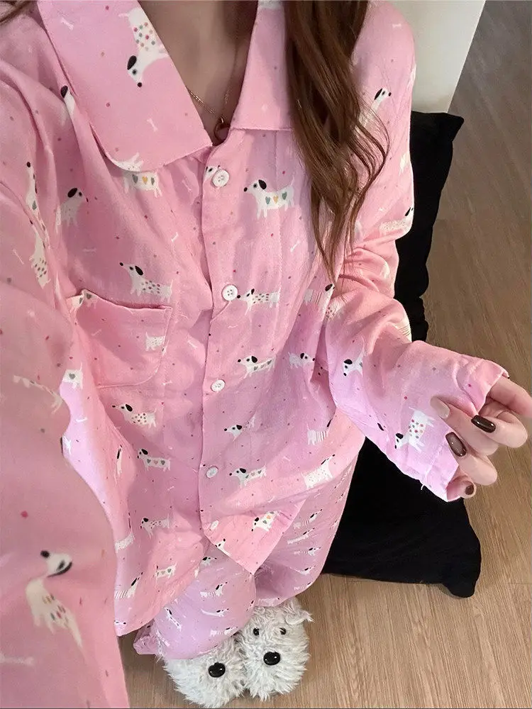 Kawaii Pink Dog Print Pajamas Women Soft Cotton Sleepwear Set Aesthetic Long Sleeve Pjs Casual Homewear Summer 2026 Spring
Kawaii Pink Dog Print Pajamas Women Soft Cotton Sleepwear Set Aesthetic Long Sleeve Pjs Casual Homewear Summer 2026 Spring