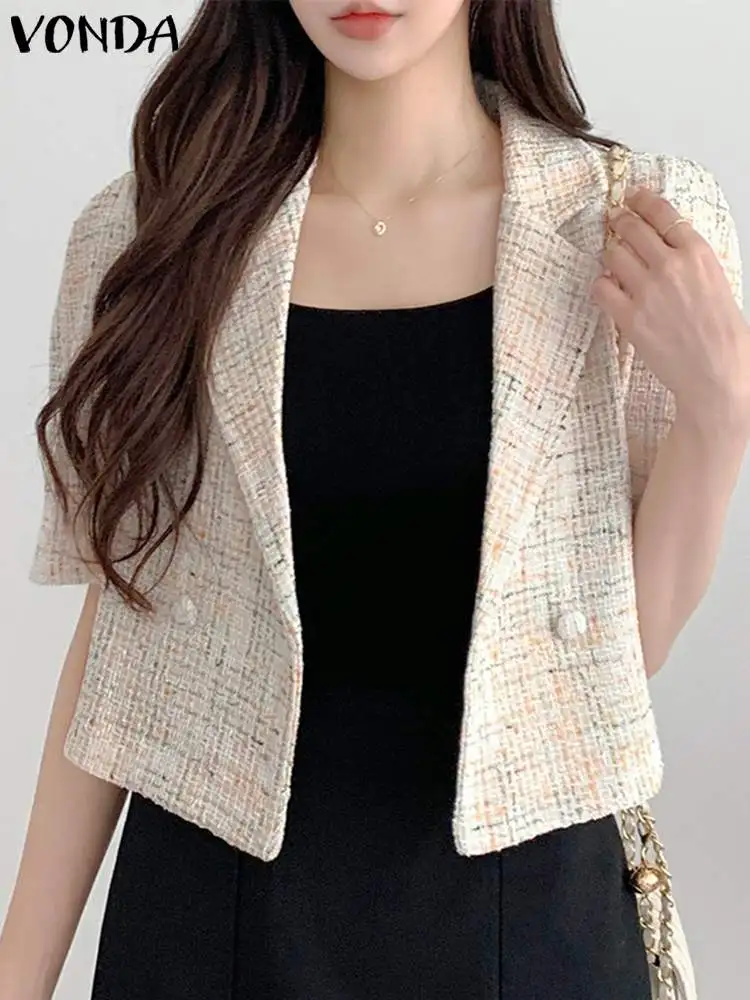 Fashion Short Sleeve Coats Women Elegant Office OL Suits 2023 Vintage Solid Color Lapel Neck Blazer Fashion Short Outwears
Fashion Short Sleeve Coats Women Elegant Office OL Suits 2023 Vintage Solid Color Lapel Neck Blazer Fashion Short Outwears