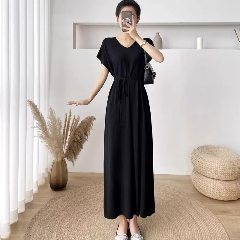 Spring Summer Style Women Dress Casual Solid Color Short Sleeve Loose-fit Round Collar Lace-up Ladies Knitted Dresses New
Spring Summer Style Women Dress Casual Solid Color Short Sleeve Loose-fit Round Collar Lace-up Ladies Knitted Dresses New