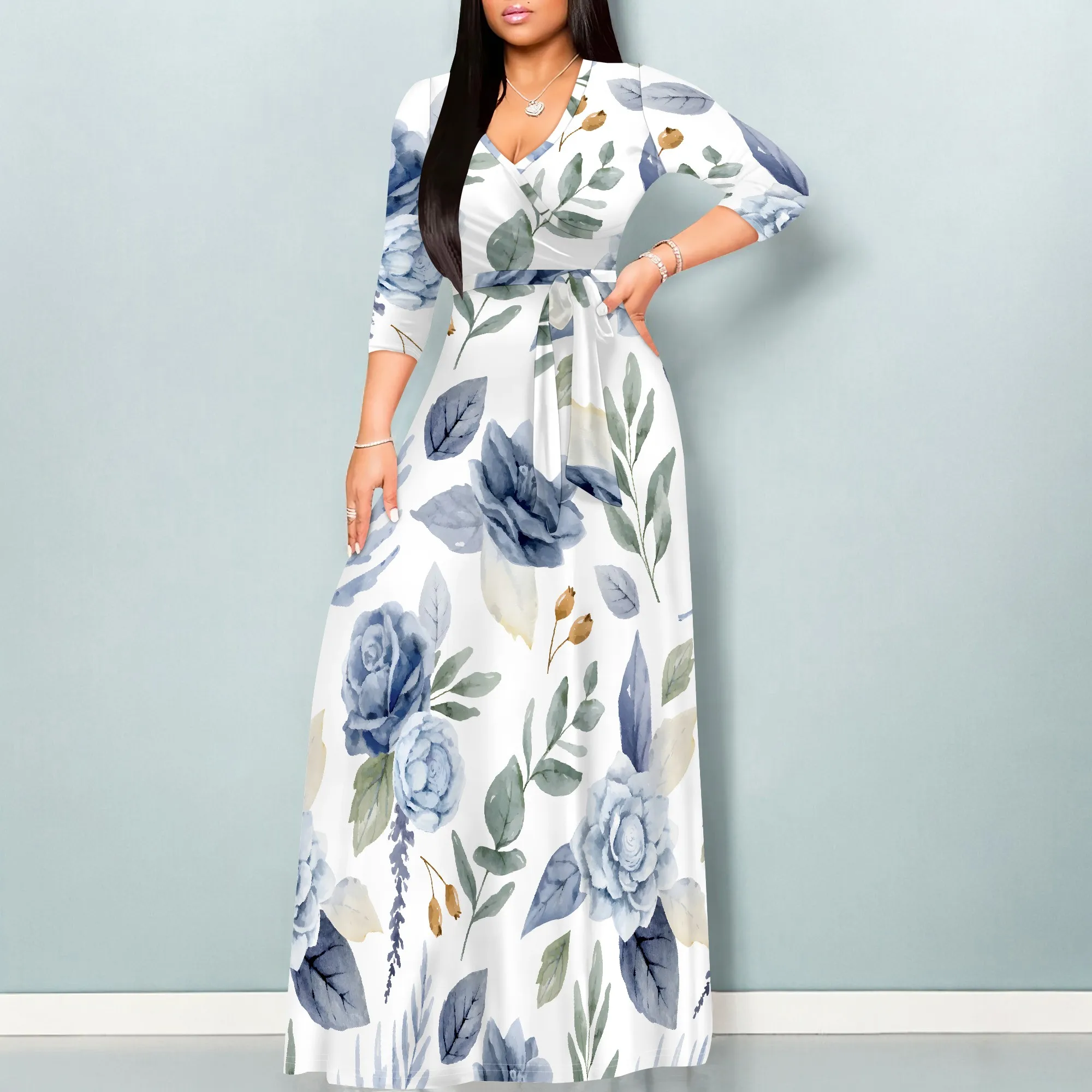 Women's Summer Fashion Printed 3/4 Sleeve Maxi Dress for Women Short Sleeve Long Loose Casual Dresses
Women's Summer Fashion Printed 3/4 Sleeve Maxi Dress for Women Short Sleeve Long Loose Casual Dresses
