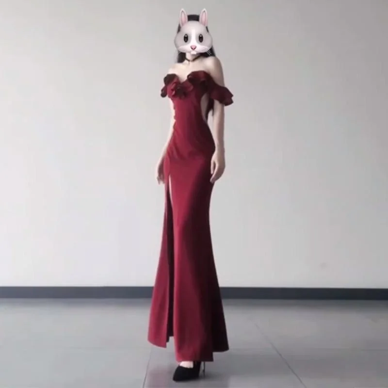 Heart Machine Queen And Socialite Banquet Dress One Shoulder Dress Feminine Style Split Waist Bag Buttocks Fish Tail Long Dress
Heart Machine Queen And Socialite Banquet Dress One Shoulder Dress Feminine Style Split Waist Bag Buttocks Fish Tail Long Dress