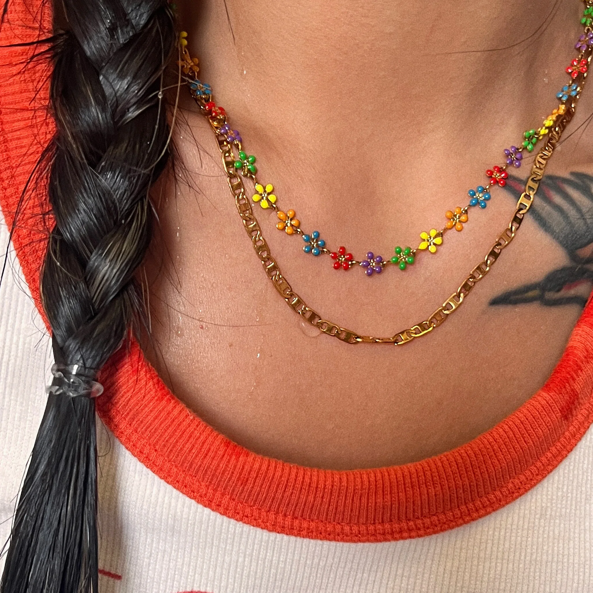 DASEIN 2025 New Boho Colorful Small Flower Necklace 18k Gold Plated Tarnish Free Stainless Steel High Quality Jewelry for Girls
DASEIN 2025 New Boho Colorful Small Flower Necklace 18k Gold Plated Tarnish Free Stainless Steel High Quality Jewelry for Girls