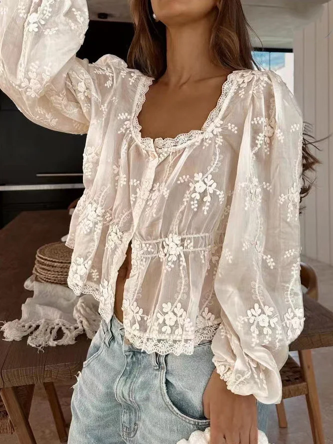 Sexy Blouse Comfortable Embroidered Long-Sleeve Blouse U-Neck Oversized Everyday Blouse Vintage Elegant Feminine Shirt
Sexy Blouse Comfortable Embroidered Long-Sleeve Blouse U-Neck Oversized Everyday Blouse Vintage Elegant Feminine Shirt