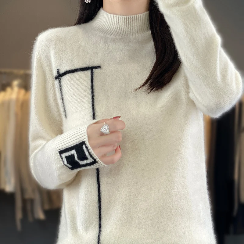 Cashmere Sweater Women 100% Pure Wool Sweater Autumn Winter New Loose Half High Neck Pullover High-end Knitt Soft Tops Female
Cashmere Sweater Women 100% Pure Wool Sweater Autumn Winter New Loose Half High Neck Pullover High-end Knitt Soft Tops Female