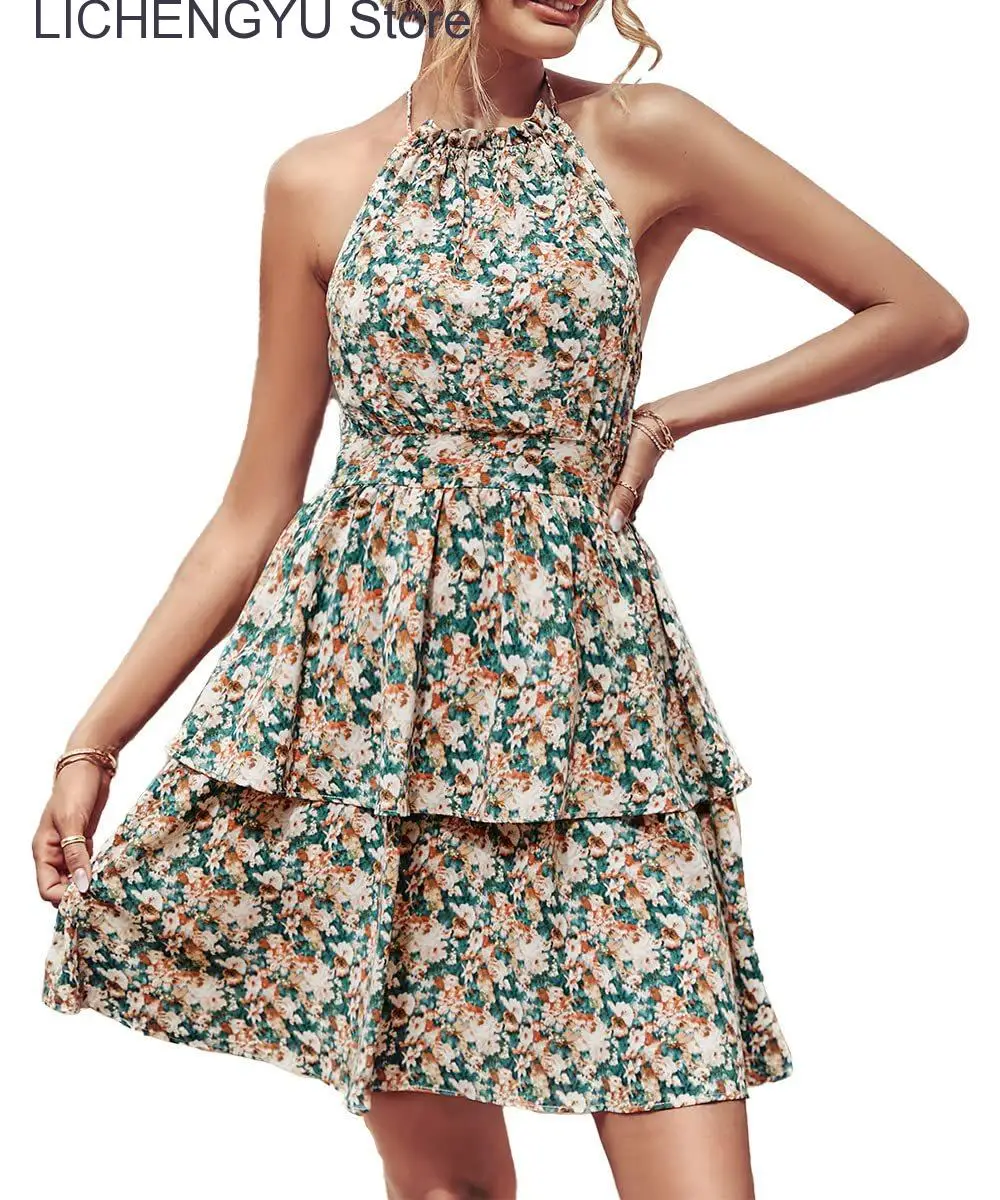 New Dresses For Woman Summer Fashion Floral Print Bohemian Beach Holiday Dress Ladies Sexy Hanging Neck Backless Cake Sundress
New Dresses For Woman Summer Fashion Floral Print Bohemian Beach Holiday Dress Ladies Sexy Hanging Neck Backless Cake Sundress