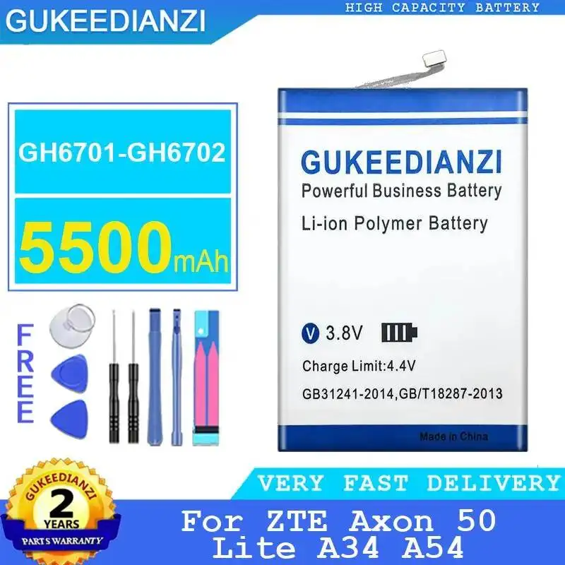 Reliable Replacement GH6701-GH6702 Mobile Phone Battery 5500Mah For Zte Axon 50 Lite A34 A54
Reliable Replacement GH6701-GH6702 Mobile Phone Battery 5500Mah For Zte Axon 50 Lite A34 A54