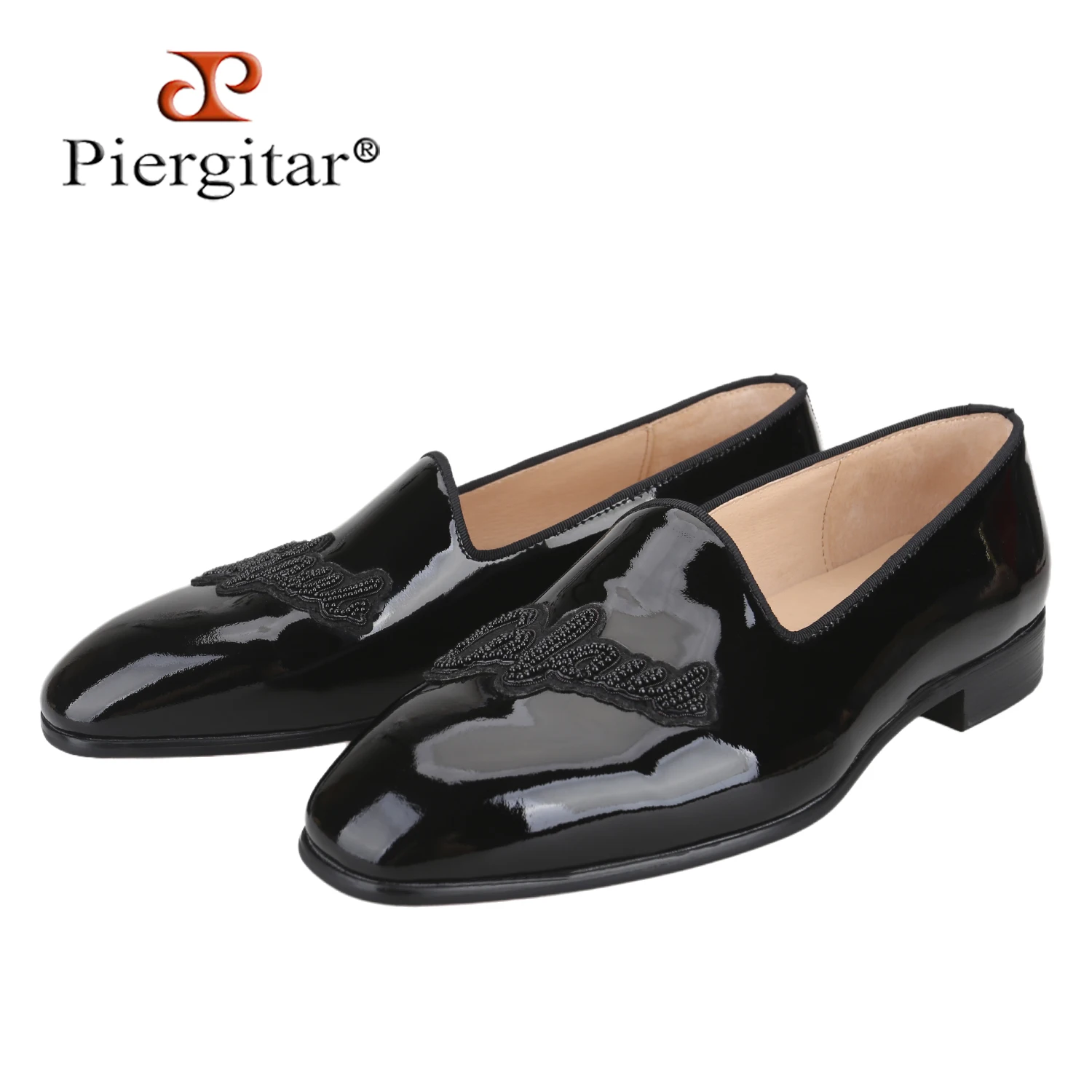 Piergitar Black Patent Leather Slip-On Men Smoking Shoes With Handcrafted Initial Wire Embroidery For Both Casual And Form Wear
Piergitar Black Patent Leather Slip-On Men Smoking Shoes With Handcrafted Initial Wire Embroidery For Both Casual And Form Wear
