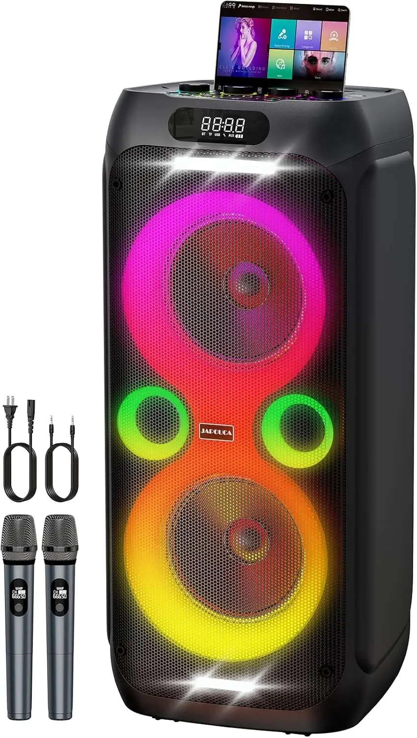 Karaoke Machine,Party Speaker Bass Boost w/Double 8" Woofer,Big Portable Bluetooth Speaker, 2 Wireless Microphone,24H/EQ/REC/RGB
Karaoke Machine,Party Speaker Bass Boost w/Double 8" Woofer,Big Portable Bluetooth Speaker, 2 Wireless Microphone,24H/EQ/REC/RGB