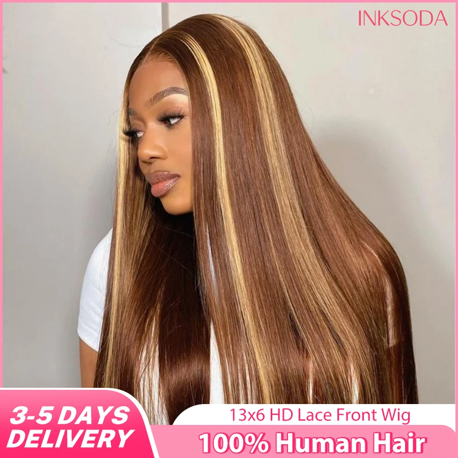 P4/27 Highlight Lace Frontal Wig Preplucked Colored Straight Front Wigs 36Inch HD Transparent Lace Human Hair Wigs 220 Density
P4/27 Highlight Lace Frontal Wig Preplucked Colored Straight Front Wigs 36Inch HD Transparent Lace Human Hair Wigs 220 Density