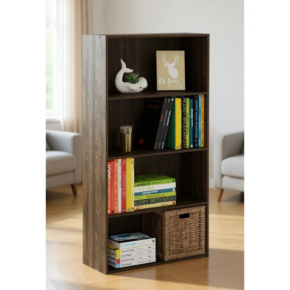 Four Tier Open Bookshelf 9x24x42 Walnut Finish Living Room Bedroom Office
Four Tier Open Bookshelf 9x24x42 Walnut Finish Living Room Bedroom Office