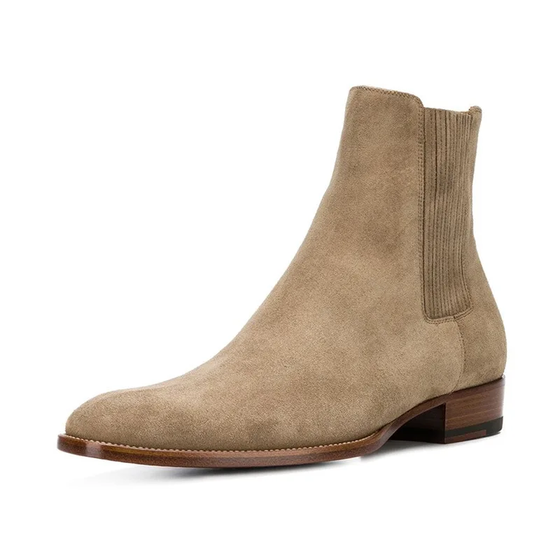 Elastic Band Men Chelsea Boots Handmade High-quality Cow Velvet Solid Color Fashion Business Casual Stitching Slip-on Men Shoes
Elastic Band Men Chelsea Boots Handmade High-quality Cow Velvet Solid Color Fashion Business Casual Stitching Slip-on Men Shoes