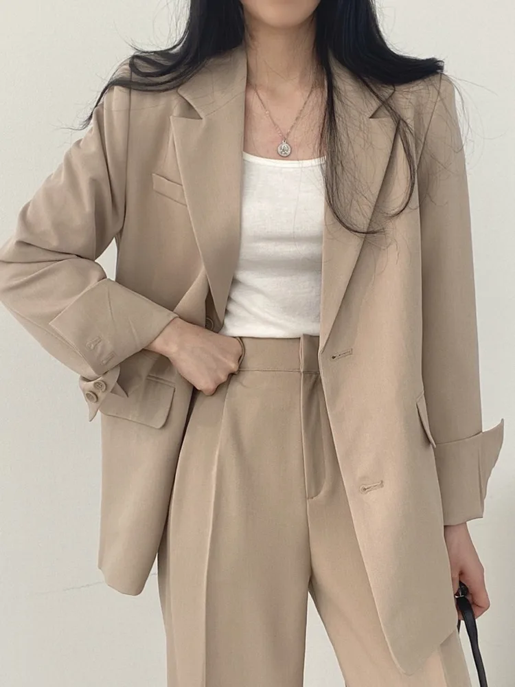 Spring Casual Pure Color Suit Jacket High Waist Wide Leg Pants Set Women's Fashion Ensemble High Quality Polyester Fabric
Spring Casual Pure Color Suit Jacket High Waist Wide Leg Pants Set Women's Fashion Ensemble High Quality Polyester Fabric