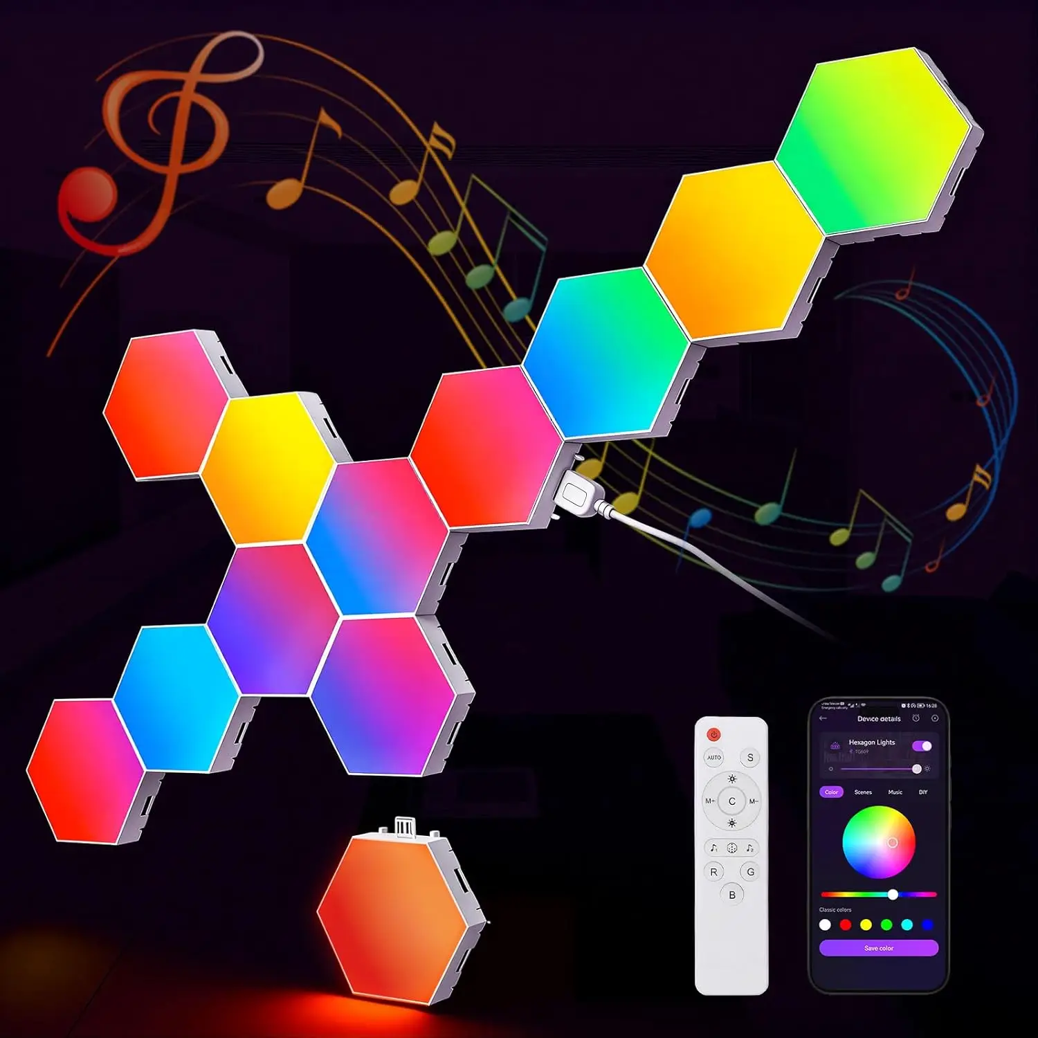 Светодиодные настенные панели Hexagon – умные RGB-светильники с управлением через приложение/пульт и синхронизацией с музыкой, модульные, для самостоятельной сборки, для декора игровой комнаты (комплект из 12 шт.)
Светодиодные настенные панели Hexagon – умные RGB-светильники с управлением через приложение/пульт и синхронизацией с музыкой, модульные, для самостоятельной сборки, для декора игровой комнаты (комплект из 12 шт.)