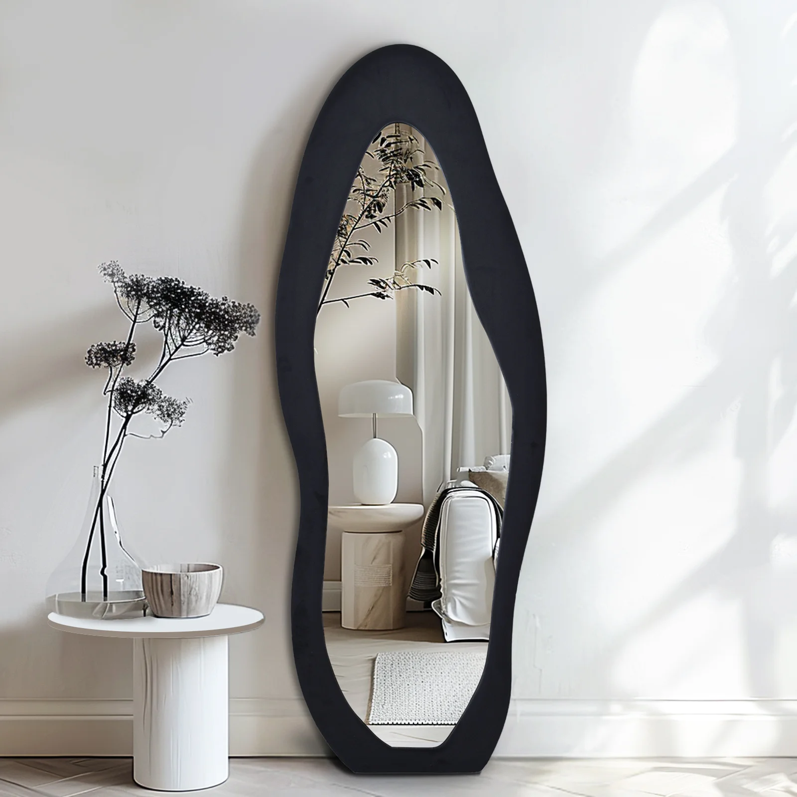 1pc of a Large Irregular Full-Length Mirror Measuring 63 Inches by 24 Inches, Featuring a Black Flannel Frame - an Oversized Wal
1pc of a Large Irregular Full-Length Mirror Measuring 63 Inches by 24 Inches, Featuring a Black Flannel Frame - an Oversized Wal