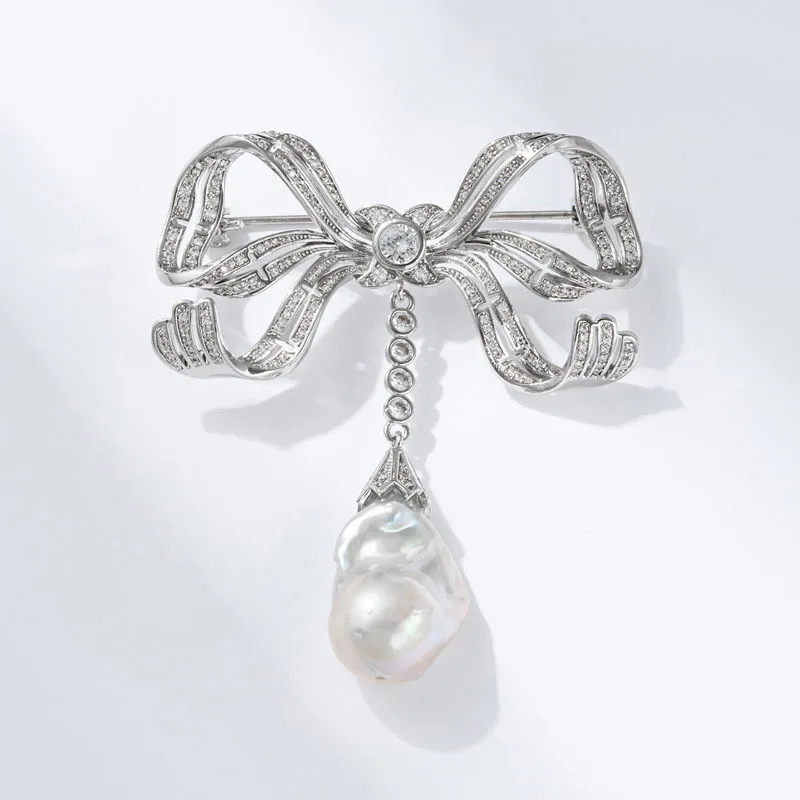 French Retro Court High-end Brooch Women's Natural Freshwater Pearl Accessories Baroque Pearl Heavy Industry Bow Broche Pin
French Retro Court High-end Brooch Women's Natural Freshwater Pearl Accessories Baroque Pearl Heavy Industry Bow Broche Pin