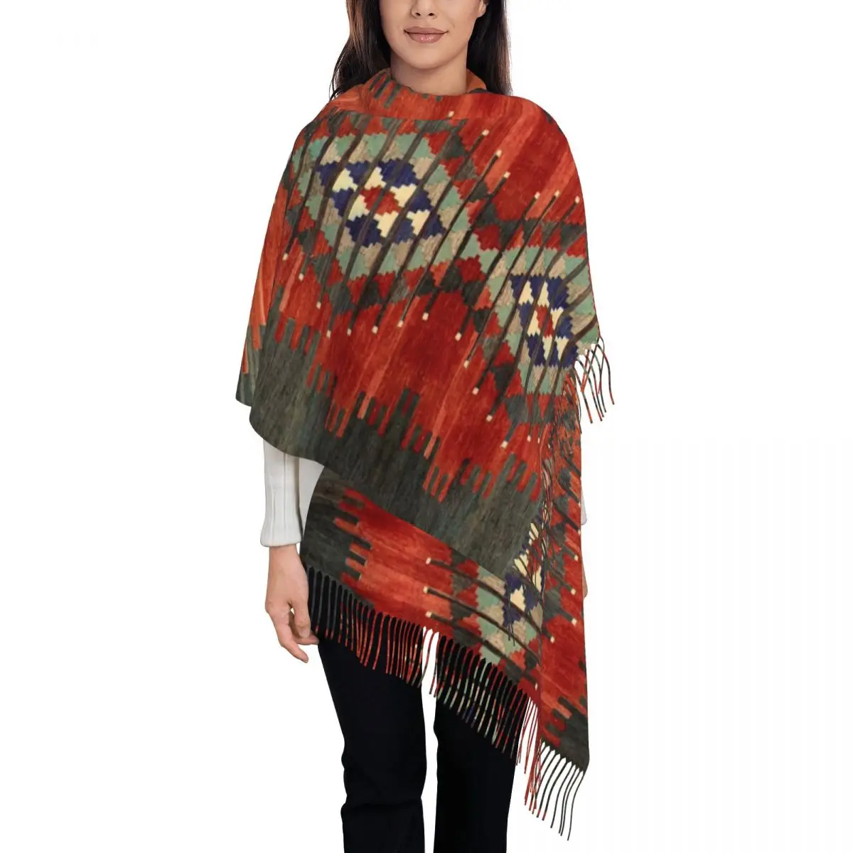 Stylish Turkish Ethnic Kilim Diamond Tassel Scarf Women Winter Warm Shawl Wrap Female Vintage Boho Persian Tribal Scarves
Stylish Turkish Ethnic Kilim Diamond Tassel Scarf Women Winter Warm Shawl Wrap Female Vintage Boho Persian Tribal Scarves