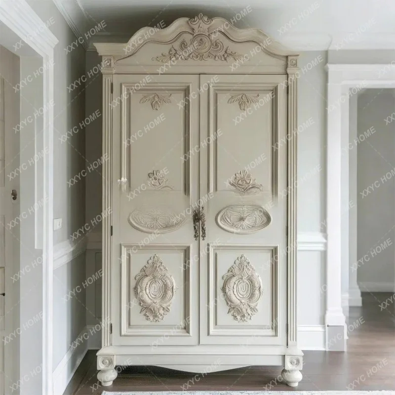 LVintage solid wood carving flower wardrobe bedroom storage home storage large wardrobe white
LVintage solid wood carving flower wardrobe bedroom storage home storage large wardrobe white